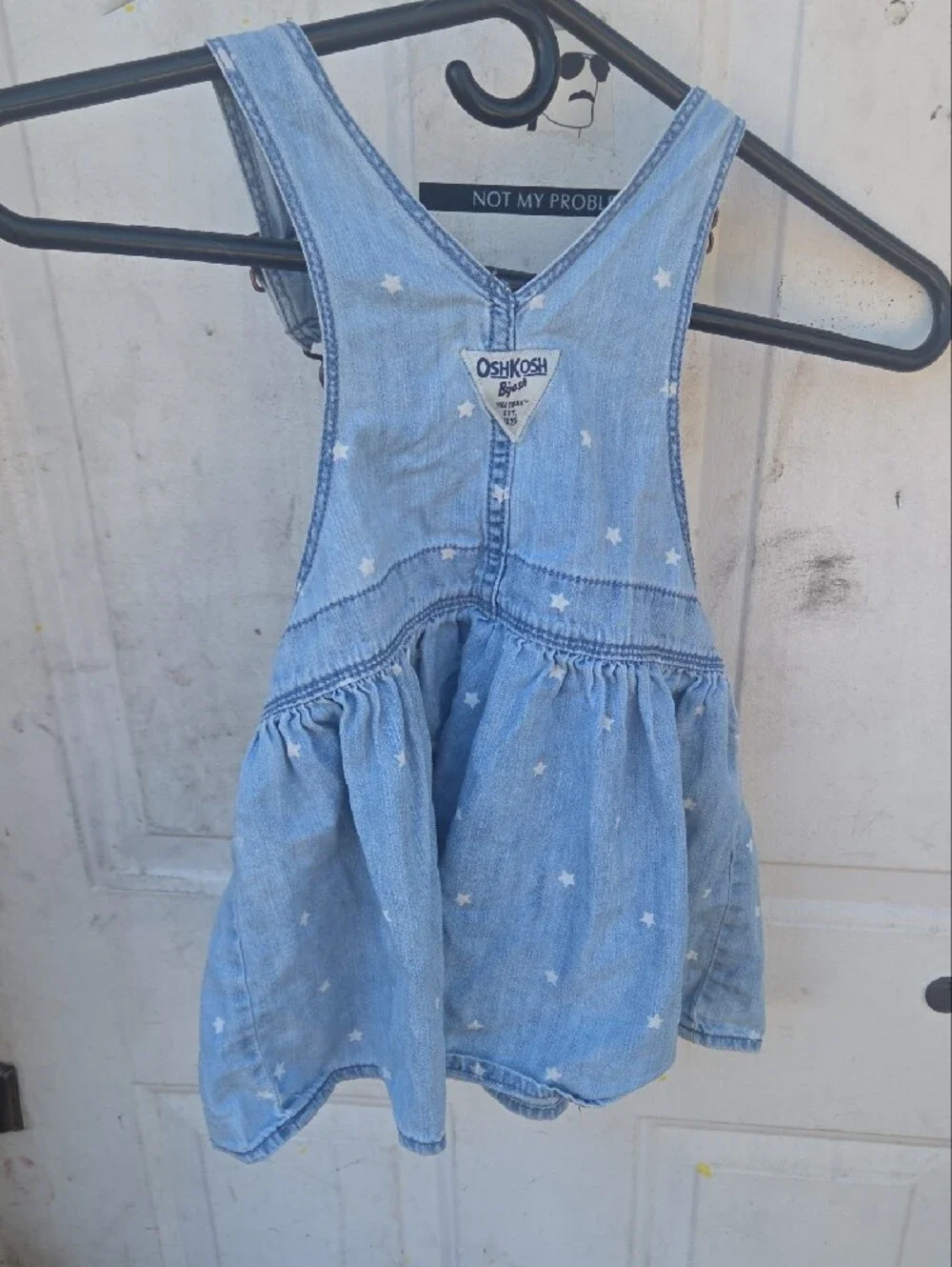 OshKosh B'gosh Light Blue Denim Star Print Overall Dress
